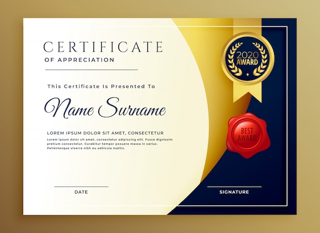 Elegant certificate of appreciatiom template design