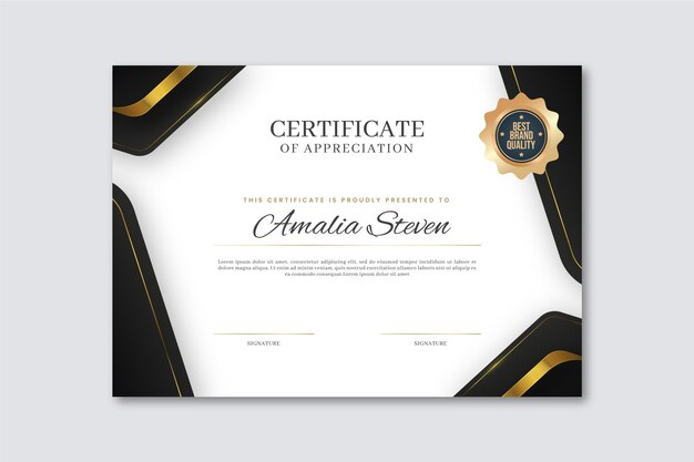 Элегантный сертификат признательности