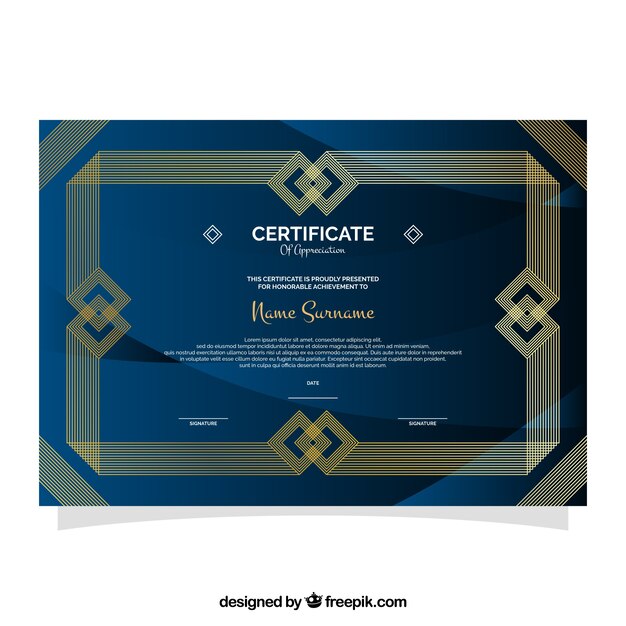 Elegant certificate of excellence