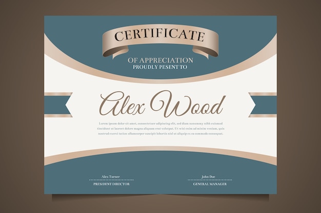 Free vector elegant certificate recognition template