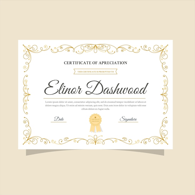 Free vector elegant certificate template ready to print
