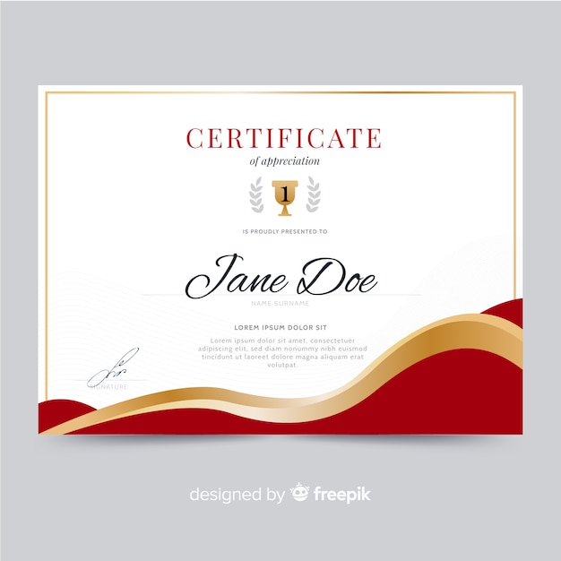 Elegant certificate template with golden shapes