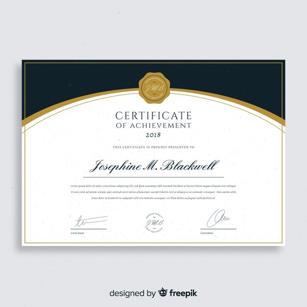 Elegant certificate template with golden style