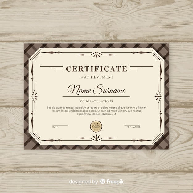 Elegant certificate template with ornamental frame