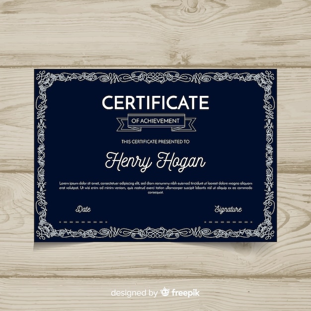 Elegant certificate template with ornamental frame