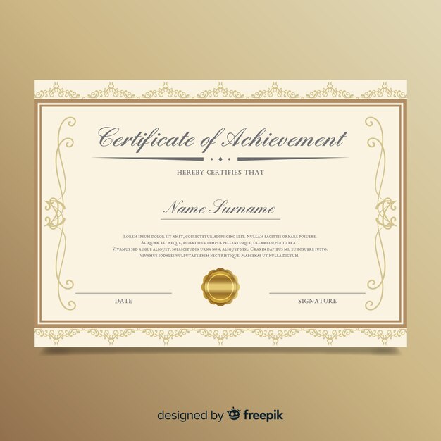 Elegant certificate template with ornamental frame