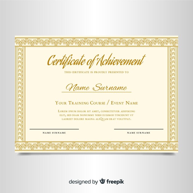 Elegant certificate template with ornamental frame