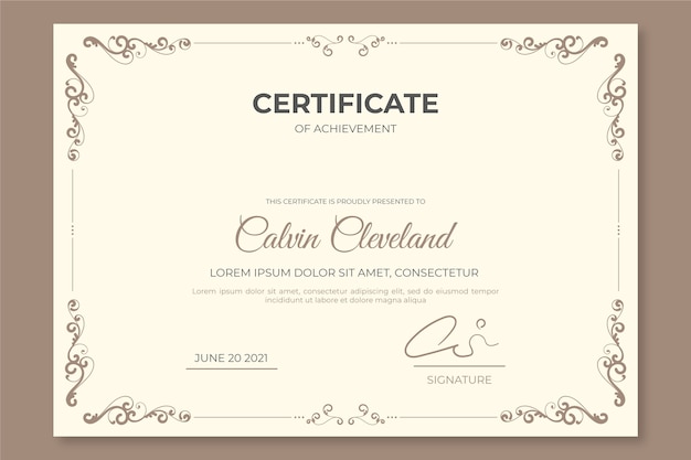 Elegant certificate template