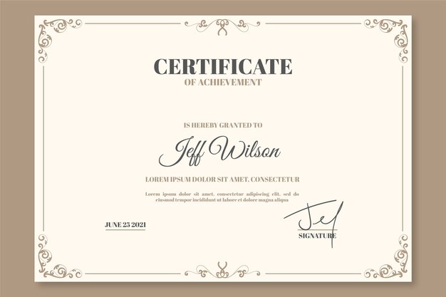 Elegant certificate template