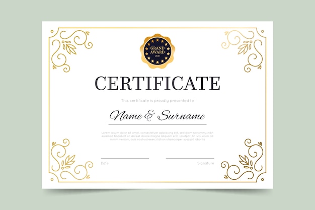 Elegant certificate template