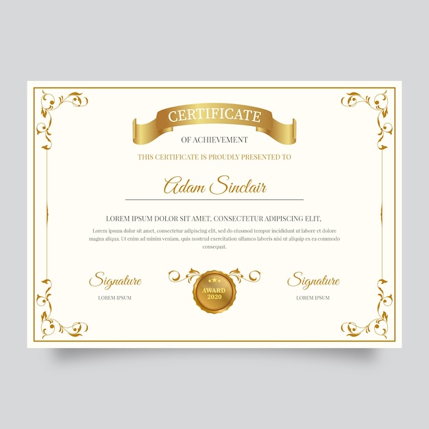 Free vector elegant certificate template