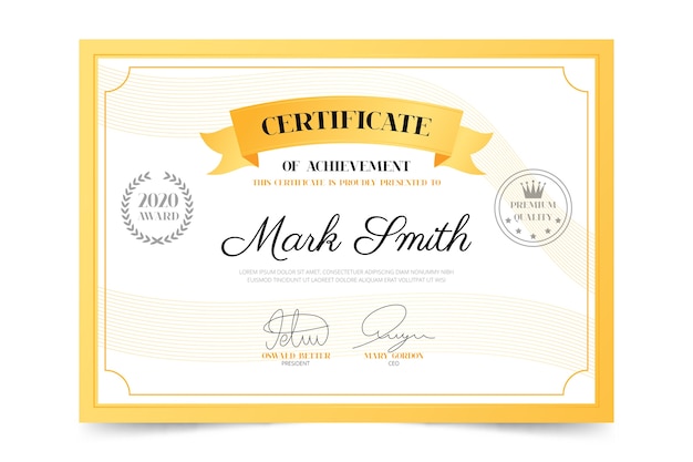 Free vector elegant certificate template