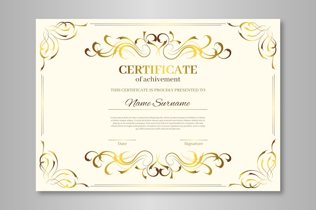 Vettore gratuito modello di certificato elegante