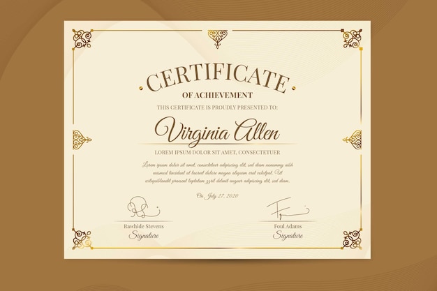 Vettore gratuito modello di certificato elegante