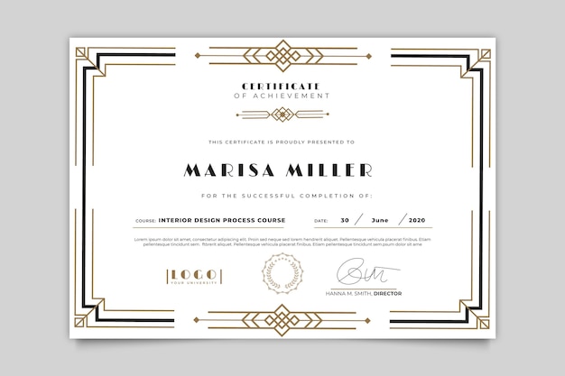 Vettore gratuito elegante modello di certificato