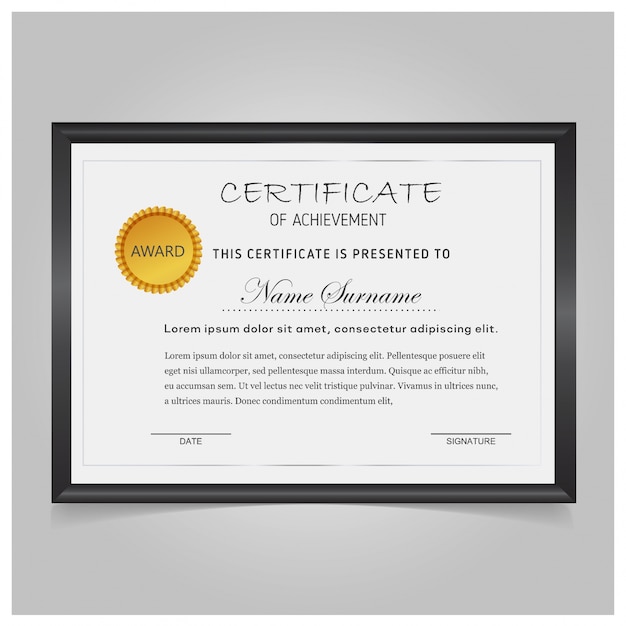 Free vector elegant certificate with black frame