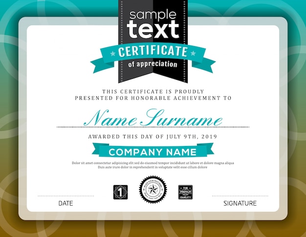 Free vector elegant certificate with blue details