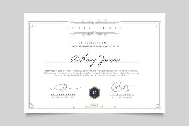 Elegant certificate with frame template