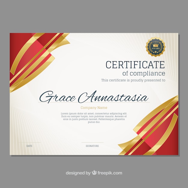 Elegant certificate with golden details