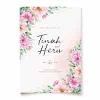 Free vector elegant cherry blossom wedding invitation theme