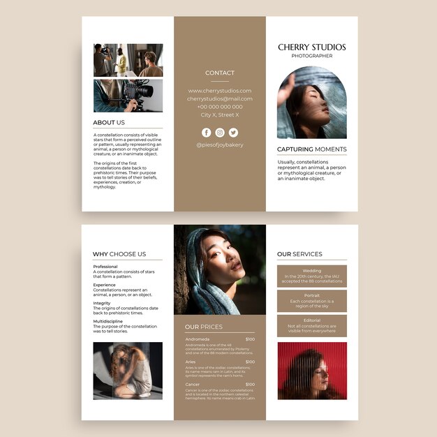 Elegant cherry studios photographer brochure template