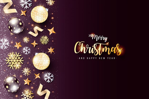 Elegant christmas background with black and golden decoration