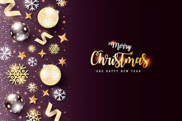 Elegant Christmas background with black and golden decoration