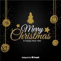 Free vector elegant christmas background with golden elements