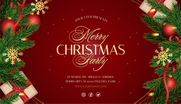 Free vector elegant christmas background with realistic decoration