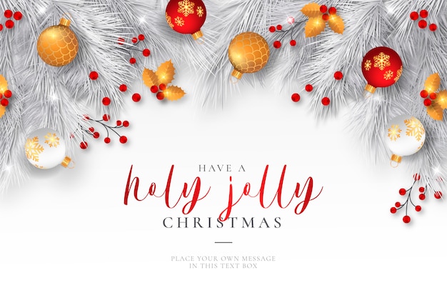 Elegant christmas background with realistic ornaments