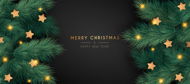 Elegant Christmas banner with realistic branches