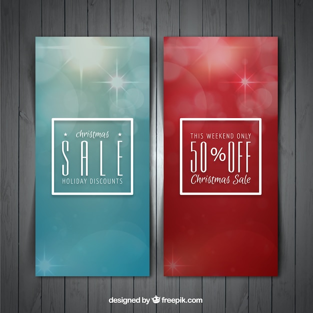 Free vector elegant christmas banners with discounts