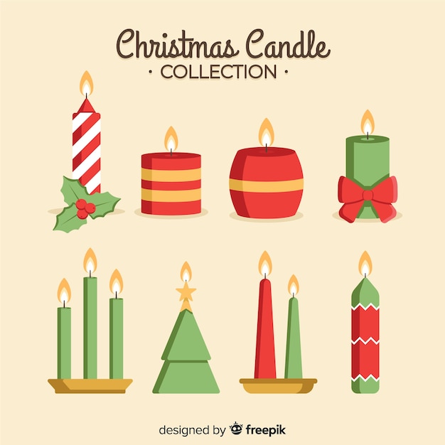 Free vector elegant christmas candle collection