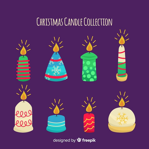 Free vector elegant christmas candle collection