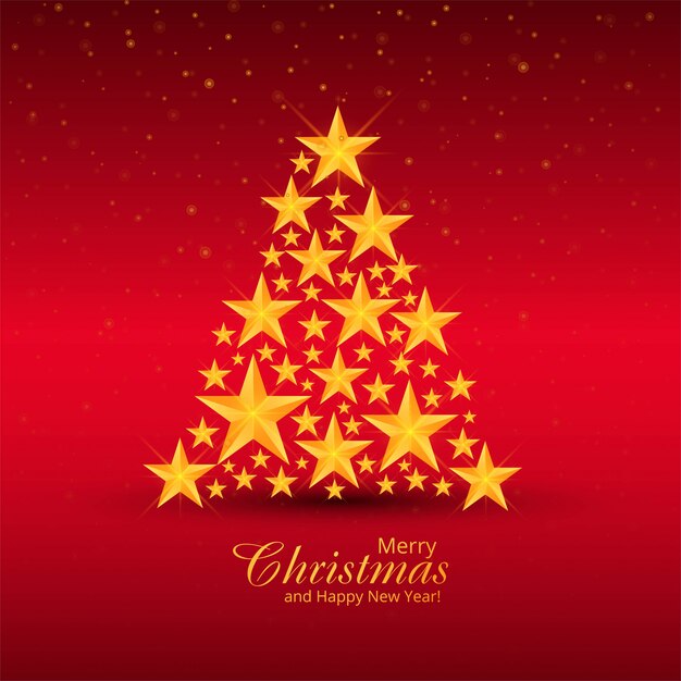 Elegant christmas decorative stars tree on red 