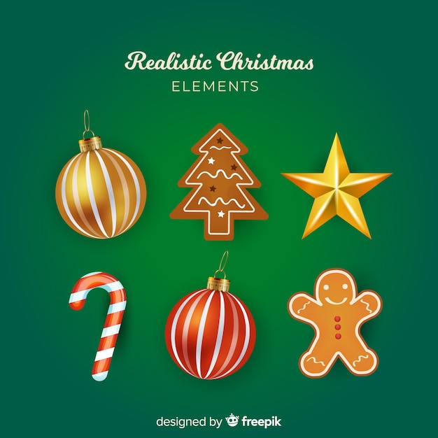 Elegant christmas element collection with realistic design