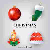 Free vector elegant christmas element collection with realistic design