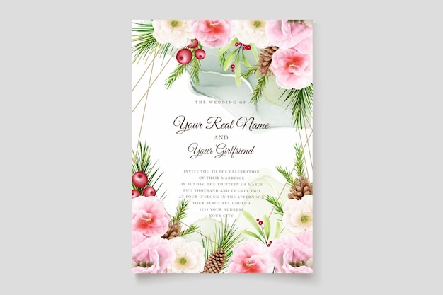 Elegant christmas floral and leaves background