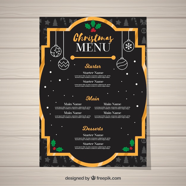 Free vector elegant christmas menu