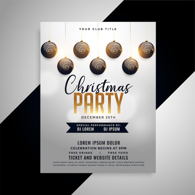 Elegant christmas party flyer design template