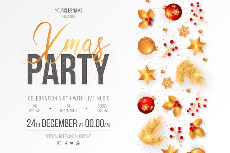 Free Vector elegant christmas party poster template