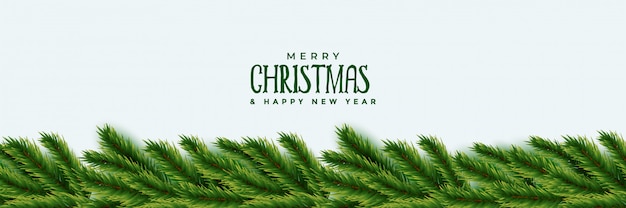 Elegant christmas tree green leaves banner design