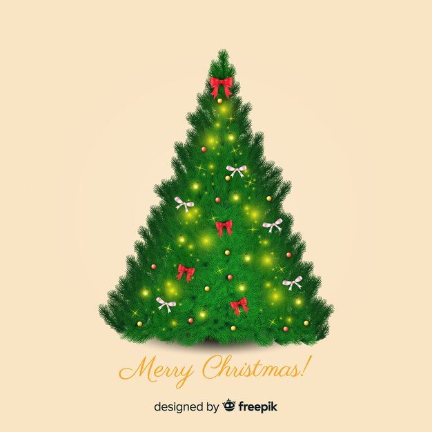 Elegant christmas tree with realistic design