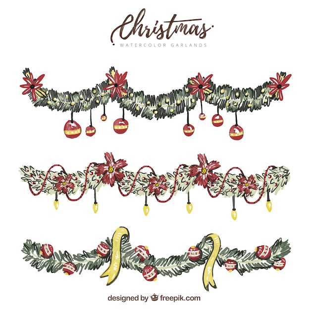 Free vector elegant christmas wreath set