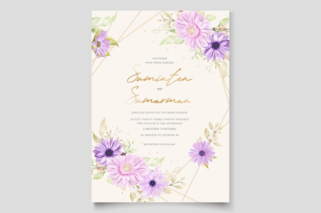 Elegant chrysanthemum watercolor invitation card