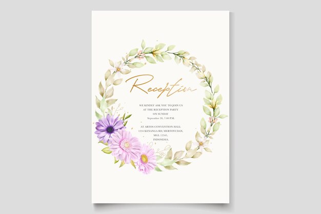 elegant chrysanthemum watercolor invitation card  