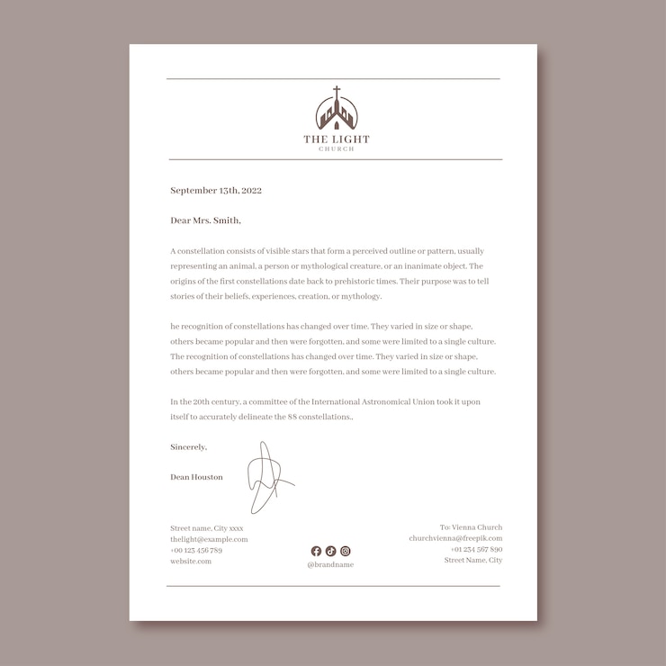 Free Vector elegant church letterhead template