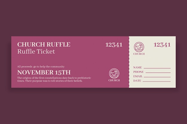 Elegant church raffle ticket