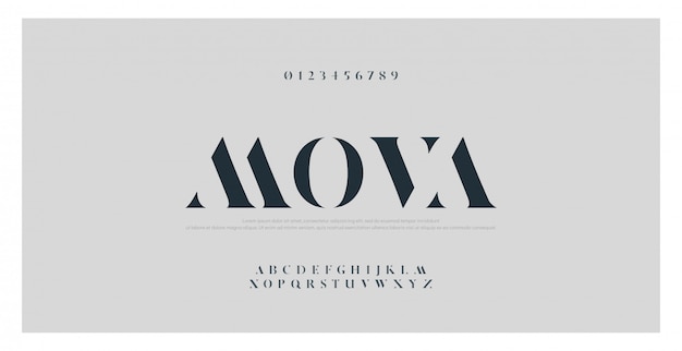 Elegant classic alphabet letters font and number