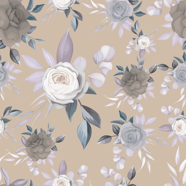 Free vector elegant classy dark floral seamless pattern